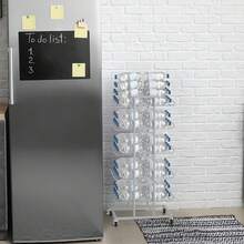 5-Tier Rolling Water Bottle Organizer Rack With Wheels, Freestanding Drink Storage Holder, Space-Saving Beverage Storage For Pantry Kitchen Living Room Office - Silver - View 5