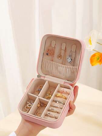 Portable Mini Leather Jewelry Storage Box, Travel Jewelry Organizer For Earrings, Necklaces, Rings Back To School