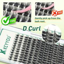 KEYYOULASH Lash Clusters Kit 120pcs -18MIX Lash Extension Kit Widespan Volume Lash Clusters With Bond And Seal,Remover,Applicators For DIY Eyelash Clusters At Home (KY01 Kit) - KY06 - 查看 6