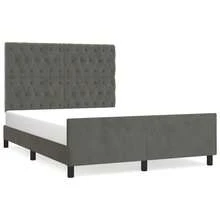 vidaXL Bettgestell Ohne Matratze, Dunkelgrau, 140x190 Cm, Samt - Grau - Übersicht 2