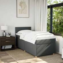 vidaXL Boxspringbett Mit Matratze Dunkelgrau 100x200 Cm Stoff - Grey - View 3