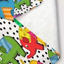 1pc Cute Elephant Pattern Printed Blanket, Washable, Knitted Flannel Blanket, All-Season Multi-Purpose Warm Blanket, Home Bedroom Office Shawl Leg Cover Conditioning Blanket - Grey - View 5