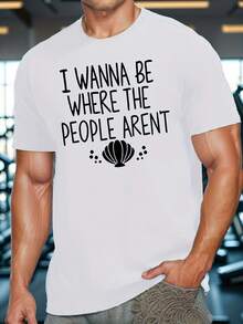 BE WHERE PEOPLE ARENT Bedrucktes Herren Rundhals Kurzarm-Shirt, lässig, bequem, leichtes Sommer Alltagsoberteil - Weiss - Übersicht 12