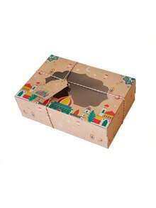 12个伊斯兰风格带窗口纸质礼品盒，斋月糖果包装，羊驼主题，适用于婚礼、生日、派对礼品，包含多个组件 - 彩色 - 查看 11