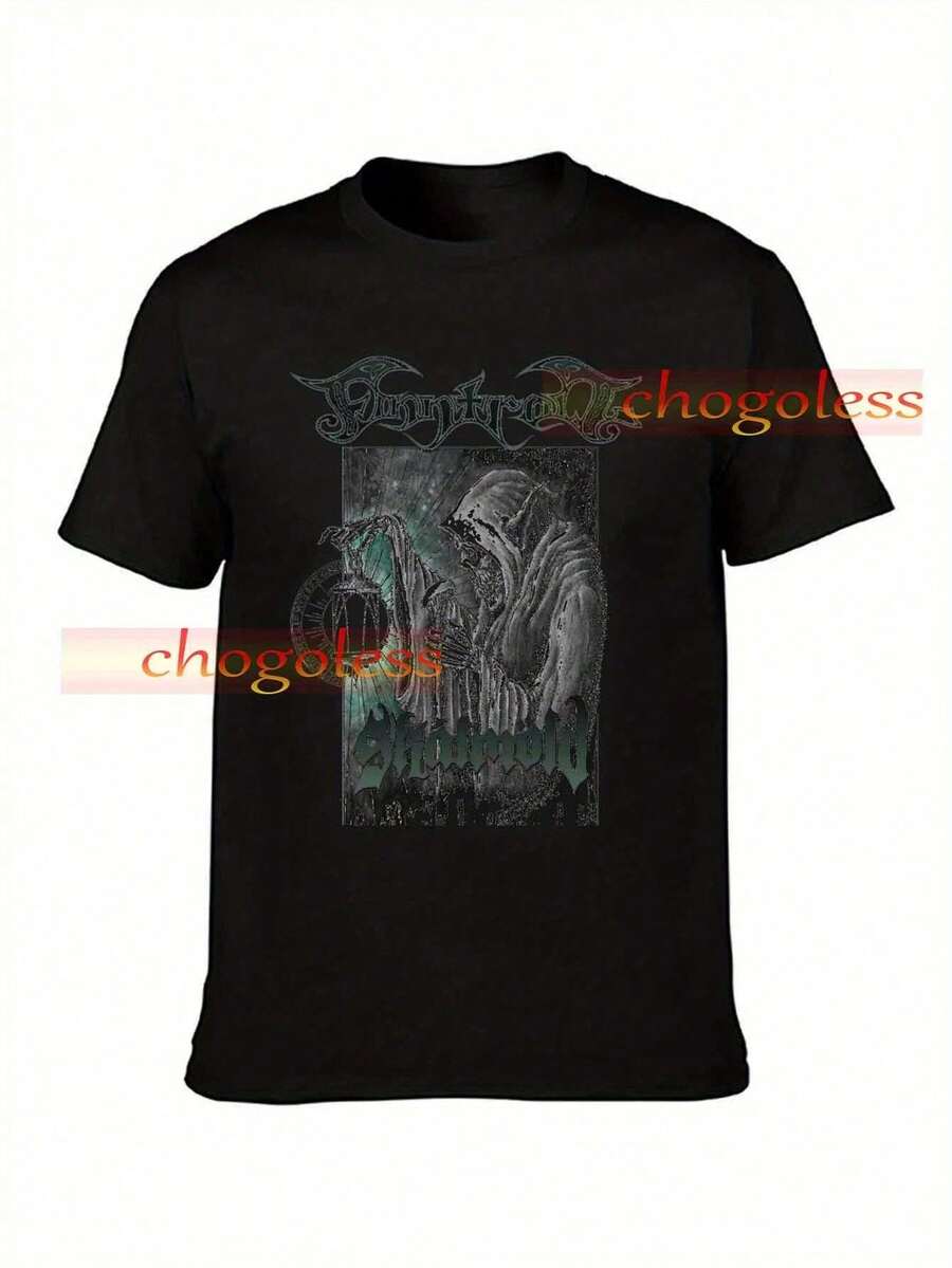 BGs Finntroll Finnischer Folk schwarz Metal Band Skalmöld Grafik T-Shirt - Schwarzes Lässig Kurzarm Shirt mit mystischem Wald Motiv, Regular Fit, Größen S-2XL, Konzert Outfit, coole Typografie, hochweriges Shirt, bedrucktes Shirt, Musik Liebhaber - Schwarz - Übersicht 1