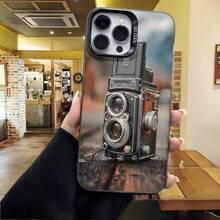 Carcasa de telefono con diseño vintage camara fotografa negra para iPhone 14 Pro Max estilo retro para uso diario y viajes - Negro - Ver 4