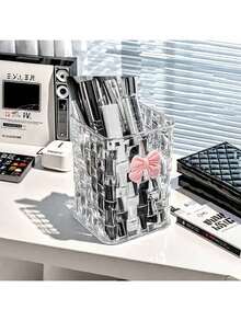 1pc Acrylic Desktop Pen Holder, 2 Color Options, Size: 4.13*2.95*2.95 Inches, Transparent Acrylic Desktop Storage Box - Pen Holder & Organizer, For Office & Dorm Daily Use - Multicolor - View 10