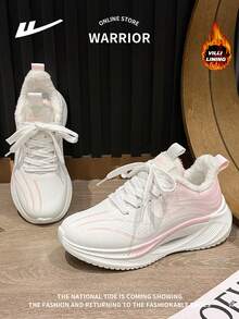 WARRIOR 1双女士前系带运动鞋，网面透气防滑耐穿舒适多功能轻便跑步鞋，适合户外休闲穿着 - 白粉{加絨} - 查看 6
