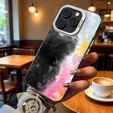 Funda de Teléfono Gato Negro con Impresión de Galaxia Pastel para iPhone 14 13 12 Pro Max y  Galaxy S23 S22 S21 Plus, Opción de Regalo Ideal para Todas las Estaciones - Plateado - Ver 6