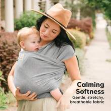 Grey/Pink Baby Wrap Carrier - All In 1 Original Baby Carrier Newborn To Toddler Sling, Easy To Wear, Hands Free Bonding, Lightweight, Breathable Infant Wraps - Màu Xám nhạt - Xem 8