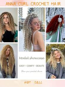 Heat-Resistant 24 Inch Synthetic Braiding Hair Extensions Loose Deep Wavy Braid Hair Water Wave Ombre Brown Twist Crochet Curly Anna Hair For Christmas New Year - Multicolor - View 8