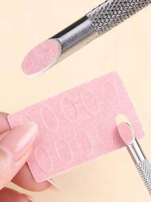 双头不锈钢指甲角质层推棒，带粉色砂纸片，斜面钢制指甲推棒，替换式自粘砂纸美甲工具，指甲修剪抛光砂纸套装，适用于美甲、指甲打磨 - 彩色 - 查看 6