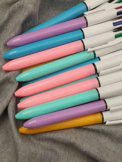 10pcs/Set 4-In-1 Multicolor Retractable Ballpoint Pens, Suitable For School, Office, Note-Taking, Smooth Writing, Includes 4 Colors (Blue, Red, Black, Green)