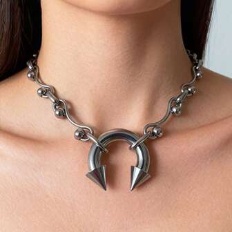 Anillo de septum personalizado y cadena de clavícula con espinas, accesorios de subcultura gótica, retro y de nicho