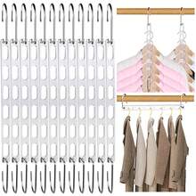 6 Pack Space Saving Hangers For Clothes, Collapsible Metal Hangers Organizer, Clothes Space Savers, Closet Organizers And Storage, Dorm Room Essentials - 銀色 - 查看 1