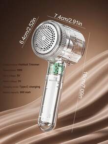 Transparent Fuzz Trimmer, Electric Lint Remover With 6 Blades, Handheld USB Rechargeable Fabric Shaver, Smart Safety Switch Technology - Won't Hurt Hands