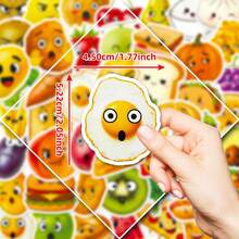 56pcs/Set Food Theme Stickers, Food Face Pattern Sticker Pack, Creative Decals For Festivals Cheering And Party, Decorative DIY Gifts, Artistic Stickers For Diary, Laptop, Notebook, Water Bottle, Phone Case, Aesthetics Stickers For Teens Adults, School Supplies - Multicolor - View 3