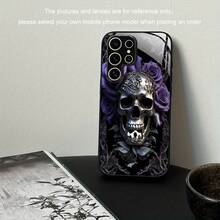 Funda de vidrio para iPhone 17air/16E/15/14/13/12/11 plus, Pro, Promax, X/XS/XR/XSMAX,  Galaxy A03/A03S/A05S/A06/A07/A11/A12/A13/A14/A15/A16/A17/A22/A22/A23/A26/A31/A32/A34/A35/A36/A52/A53/A73, S21/S22/S23/S24/S25 Plus, Ultra, funda de vidrio reflectante, buena sensación al tacto, protección de borde suave, adecuada para hombres y mujeres - Negro - Ver 4