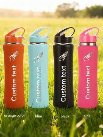 1pc Personalized Engraved Water Bottle, Customized Name Bottle, Stainless Steel, Insulated Water Bottle, Sports Water Bottle For Daily Use, Can Be Gift For Family, Colleagues, Best Friends, Siblings. 500ml Large Capacity With Straw Included. Easy To Clean Home, Office, Camping & Hiking Gear, Multi-Functional, For Father's Day, For Graduation, Home Refresh,Customized Cups,Home Refresh