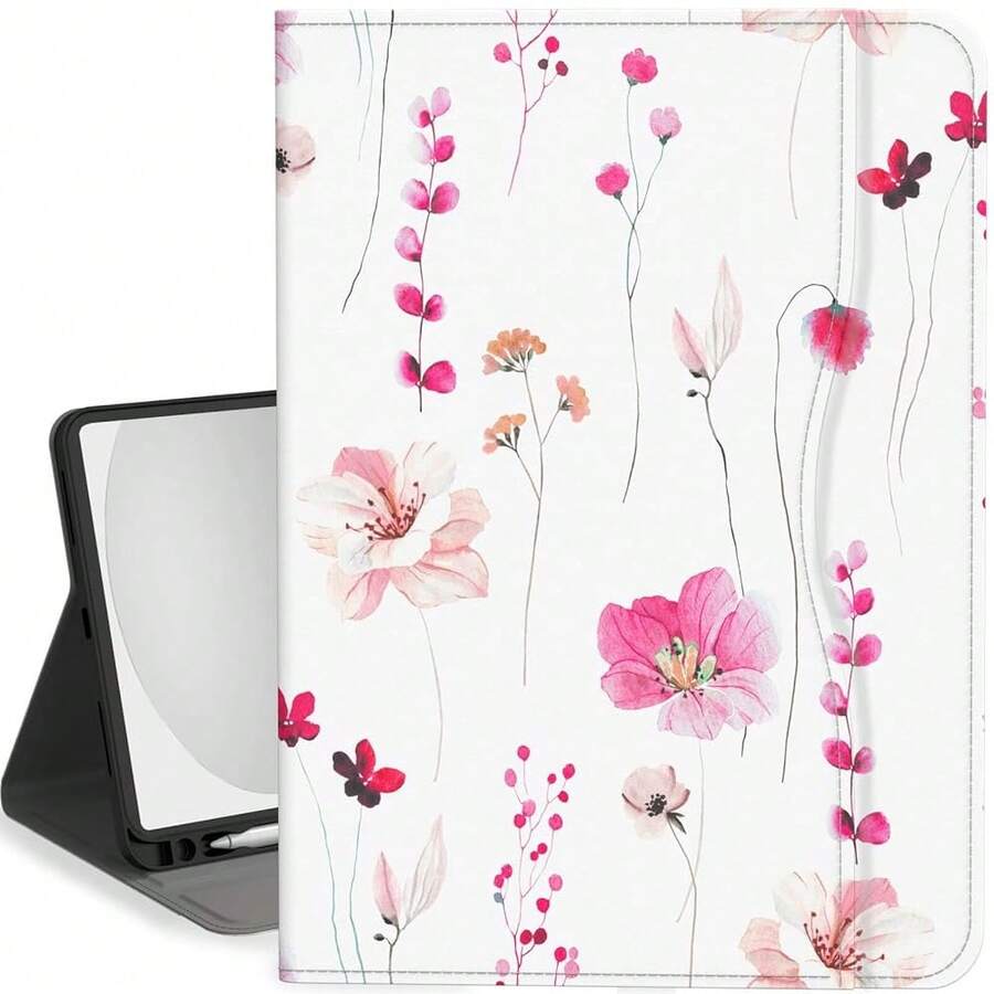 Case For IPad (A16) 11th Generation 11 Inch 2025, IPad 10th Generation Case 10.9 Inch 2022 Flip Stand Auto Sleep Cover With Pencil Holder & Pocket, Pink Flowers,PinkFlowers - PinkFlowers - View 1