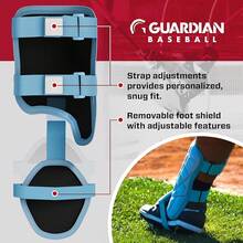 Guardian Bateadores de Béisbol Protector de piernas| Adultos y jóvenes| Bateadores para diestros y zurdos| Ajustable| Ligero Flexible - Azul/Blanco (Azul/Blanco ) - Ver 4