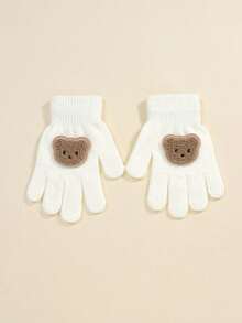 1 双 [4-8 岁] 儿童卡通可爱图案弹力针织手套，多种尺码和颜色可选，秋冬季保暖手套，儿童单层轻便高弹手套，防风手套，适合日常休闲穿着、户外活动、通勤和徒步旅行。 - 彩色 - 查看 19