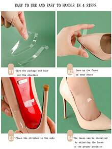 1 Pair Women's Invisible High Heel Shoe Straps, Transparent Shoe Laces To Prevent Slipping