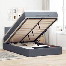 vidaXL Ottomane-Bett Mit Matratze, Dunkelgrau, 120x190 Cm, Samt - Grey - View 1