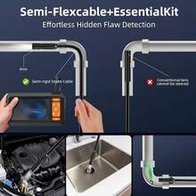 下水道检查摄像头，维护工具，带照明的内窥镜摄像头，1080P高清检查管，配备8个可调节光源，4.3英寸半硬式蛇形摄像头，IP67防水等级，适用于下水道检查，男士酷炫小工具，半硬式电缆内窥镜，小巧便携，圣诞节礼物，男士礼物，父亲节礼物，创意男士礼物，个性化礼物，复活节礼物，情人节礼物