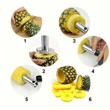 1个菠萝不锈钢削皮器 - 1个易于使用的菠萝去芯器 - 防锈锋利刀片，可拆卸手柄，水果切片器，餐厅和餐车适用的小型厨房工具 - 彩色 - 查看 8