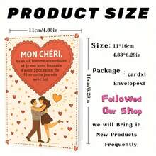 Greeting Card With Envelope - French Romantic Celebration Card, Special Occasions & Holiday Cheers, Heartfelt Appreciation Gift For Her/Him, Gratitude Cards - Multicolor - View 3