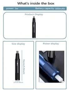 USB充电式鼻毛修剪器，适用于修剪鼻毛和耳毛，金属刀头，电动剃须刀，男女通用 - 彩色 - 查看 5