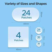 TKTK Large Pimple Patches For Face, 60 X 30 Mm XL Acne Patches, Big Hydrocolloid Bandages For Body, Back, Forehead, Chin, Neck Blemish Zit Breakouts (Oval, Square, Dot 5 Sizes 124 Count) - ColorA - 查看 4