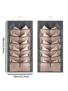 1pc Double-Sided Multi-Compartment Bra, Socks, Underwear Storage Hanging Bag, Foldable Wardrobe Door Organizer, Wall-Mounted Storage Pouch - Multicolor - View 10