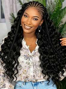13x6 Lace Front Braided Wig, Unique Wavy Braid Hairstyle, Fashionable Wig For Daily Wear And Workplace, Great Gift - 黑色 - 查看 11