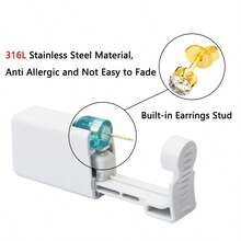 2/4/6/8PCS Disposable Ear Piercing Gun Self Ear Piercing Kit With 5mm Crown Cubic Zirconia Earrings Stud For Home Use - Gold-white - View 4