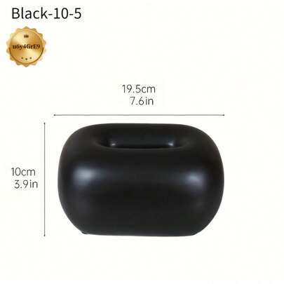 【商品名】モダンミニマリスト 白黒セラミックティッシュボックスホルダー オープントップリッド付き、省スペース装飾オーガナイザー、キッチン、ダイニングテーブル、コーヒーテーブル、バスルーム用 - 丈夫でお手入れ簡単- 光沢仕上げ コンパクトラウンドデザイン、u6y