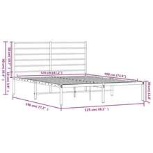 vidaXL Telaio del letto con testiera in metallo bianco, 120x190 cm - Bianco - Visualizzare 10