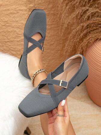 Nya färgblocksskor i vintagestil, franska Mary Jane-skor, rund tå, balettskor för kvinnor, vår/höst