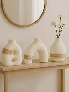 1/3个绳编奶油色花瓶，柔和北欧美学家居装饰/桌面装饰/婚礼装饰 - 彩色 - 查看 5