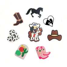 8/15/25PCS Cartoon Personalized Cowboy Series Shoe Charms Set, PVC Shoe Decorations For Beach Bag, Shoe Accessories Charms, Gift Idea For Birthday Christmas Valentine's Day Halloween Party Favors - Multicolor - View 12