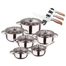 Bergner Bateria de cocina 12 piezas San Ignacio de acero inoxidable+Set de 3 Cuchillos en acero inoxidable con Soporte magnético - Gris 8 - Ver 2