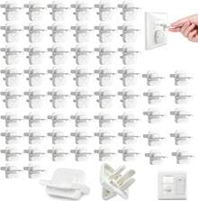 60 Piezas Protectores para Contacto, Protectores de Enchufe, Cubiertas de salida de plástico con tirador oculto, Tapas de enchufe de plástico, 30 Piezas 3 orificios y 30 Piezas 2 orificios - 1 - Ver 8