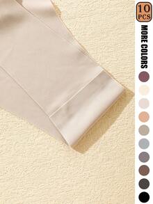 10pcs Seamless Women's Thong Panties, Maillard Color Tones - Soft & Comfortable Nylon Blend Lingerie, Brown And Purple Shades, Low-Rise, Stretchy Fit, Opaque, Comfortable Underwear | Minimalist Style | Stretchy Nylon Blend