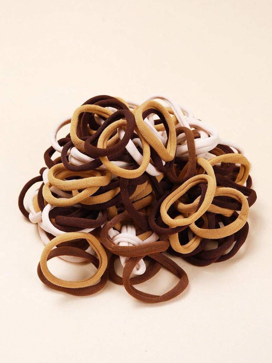 5/50/100/200 Dây buộc tóc đàn hồi tối giản, màu đen, màu kaki, Dây buộc tóc đàn hồi cao được trộn ngẫu nhiên, Phụ kiện tóc thanh lịch tối giản thời trang và có thể thay đổi, Sử dụng hàng ngày, Phụ kiện tóc đàn hồi cao không đường may.