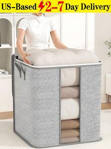 [Delivery Within 2-7 Days In The United States]1pc Gray Storage Bag, Large Capacity Moving Bag, Camping Picnic Sundries Bag, Wardrobe Storage Organizing Bag, Seasonal Clothes Storage Bag, Foldable Portable Storage Bag Decorations Decor Festival Decor Room Decor Home Decor Bed Room Decor Bedroom, Organizer, Home Storage, White T Shirt Women, Black Pants Women, Ladies Winter Clothes, Dress, Versatile Storage Bag This Heavy Duty Storage Bag Is Multi-Functional, It Can Not Only Store Clothes, Blankets, Pillows & Comforters At Home, But Also Being Heavy Duty Moving Bags In Many Scenarios, Such As Camping, College Dorm, Picnics. Holiday Season, Festival Decor, Stylish Kitchen Essentials  Wedding Bathroom Deccor  Gifts For Women   Bathroom Accesssories - 彩色 - 查看 1