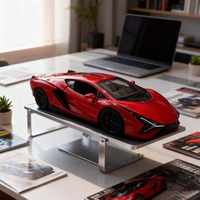 Burago 1:36 比例合金兰博基尼 Sian - 红绿配色，剪刀门，摩擦动力，收藏级车模，逼真复制品，儿童玩具，成人收藏，节日礼物，精细还原，万圣节，圣诞节，生日礼物