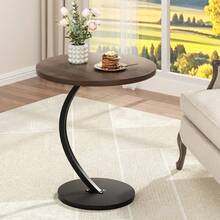 Vintage Round Living Room Side Table, Lightweight Coffee Table, Patio Table - Modern Living Room Decor, Space Saving For Living Room, Kitchen And Bedroom