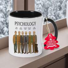 Psychology-Themed Coffee Mug With Sigmund Freud, Carl Rogers, John Watson, & Other Psychologists - 11oz Ceramic Cup With Handle, Non-Slip Base, Hand Wash Only - Ideal Gift For Psychology Students, Professionals, Christmas, Halloween - 黑色的- - 查看 3