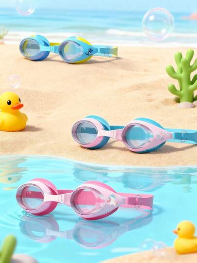 儿童防雾高清泳镜（1副），防水防雾高清专业潜水镜，游泳装备 - 泳镜，适合3-16岁儿童游泳和潜水